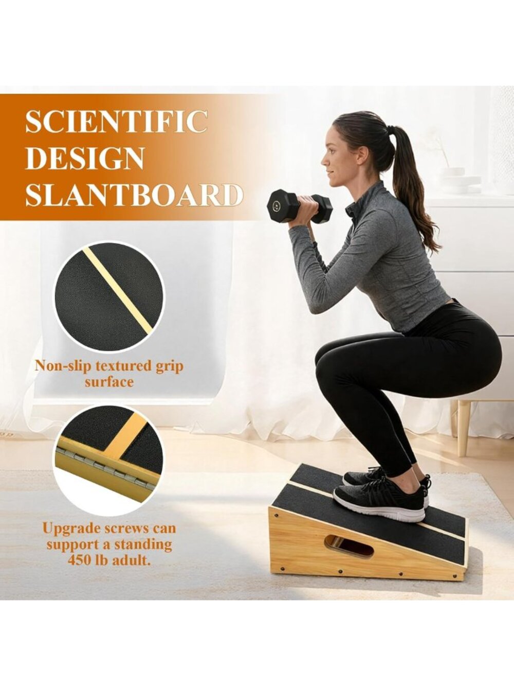 Adjustable Wooden Slant Board for Calf Stretching & Balance, Incline Stretcher - Picture 5 of 7